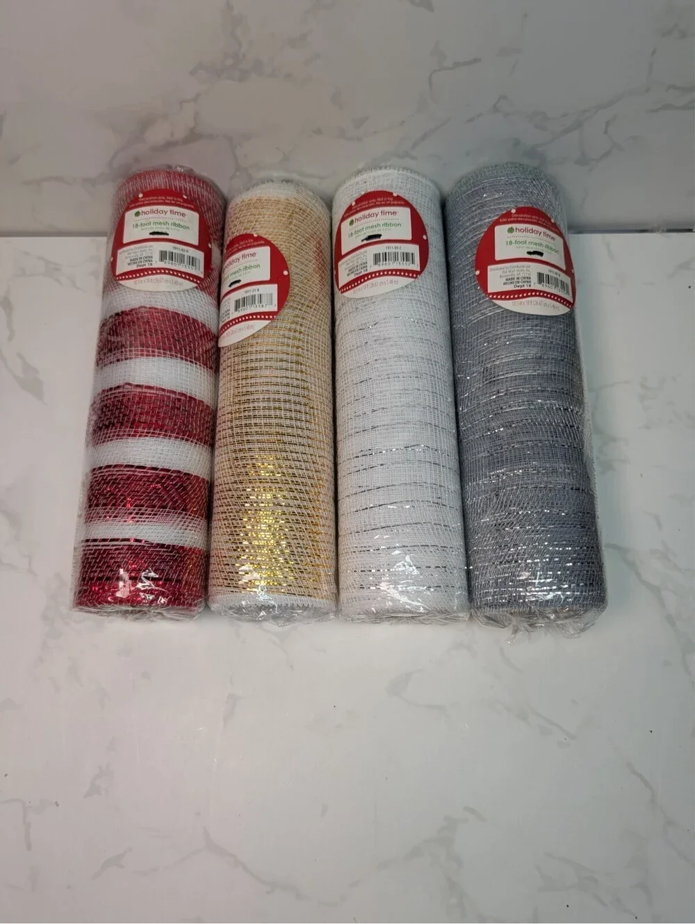 Holiday Time Deco Mesh Ribbon Lot 4 Rolls 10.5